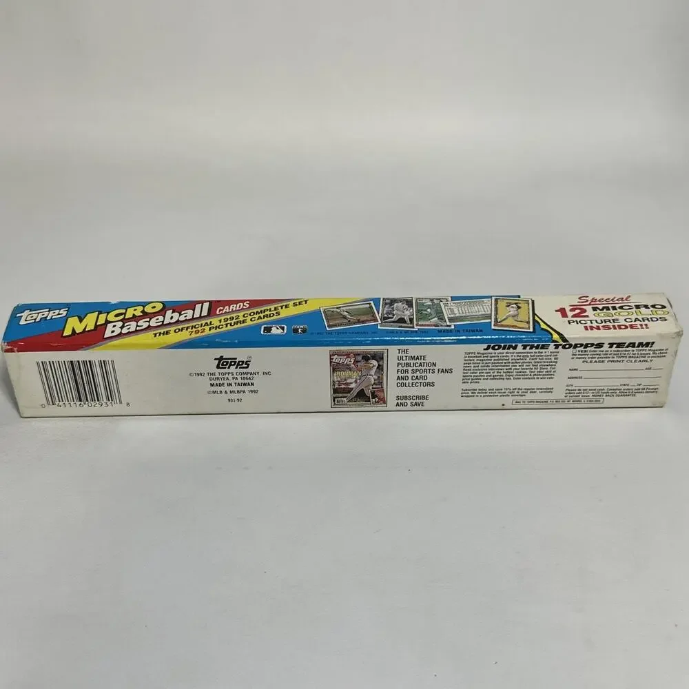 Topps 1992 Micro Baseball Cards -Set of 792 + 12 Micro Gold Cards NIB MLB